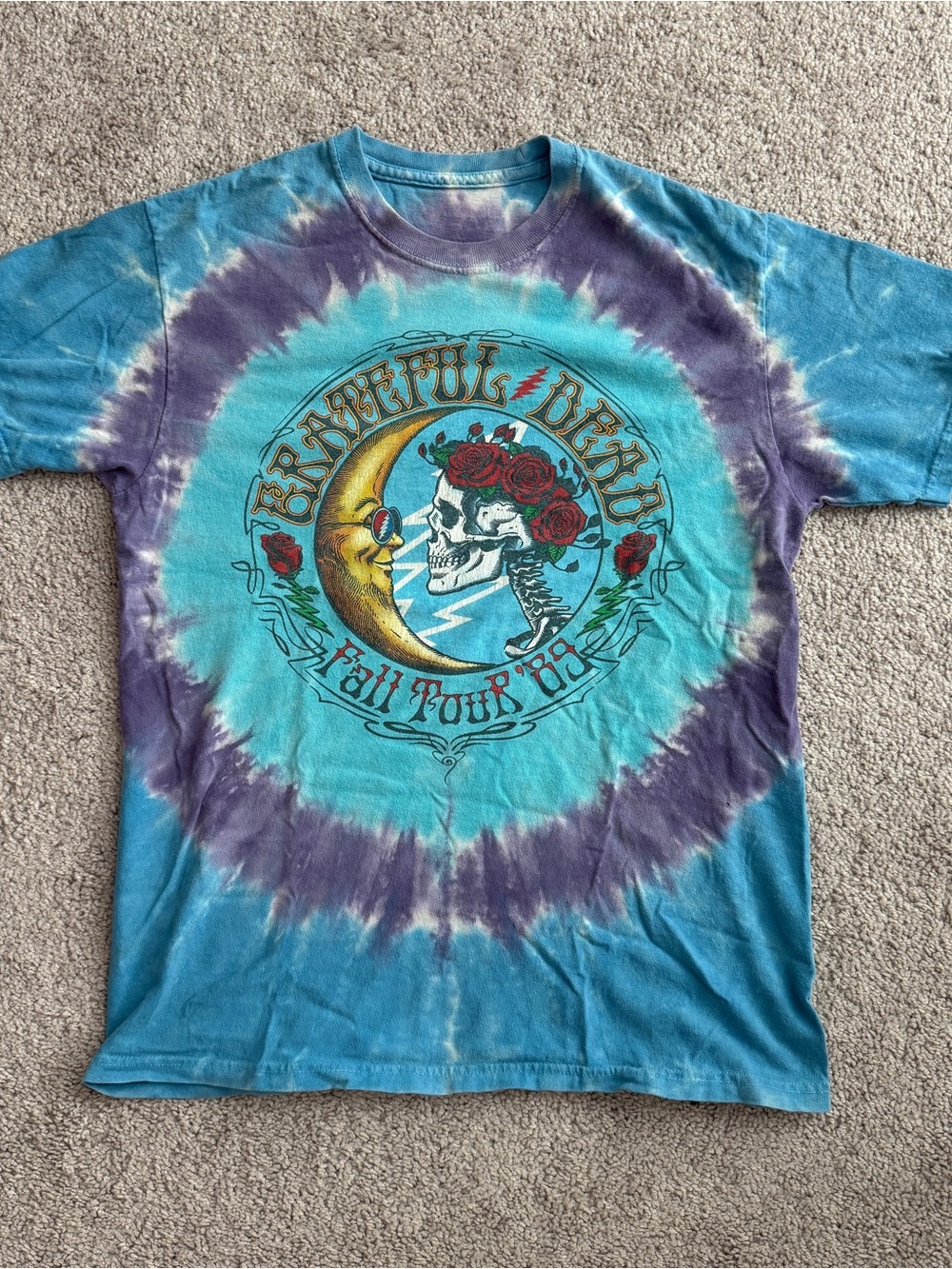 Grateful Dead All Your Days Steal Your Face Tie Dye T Shirt Blue Purple Medium